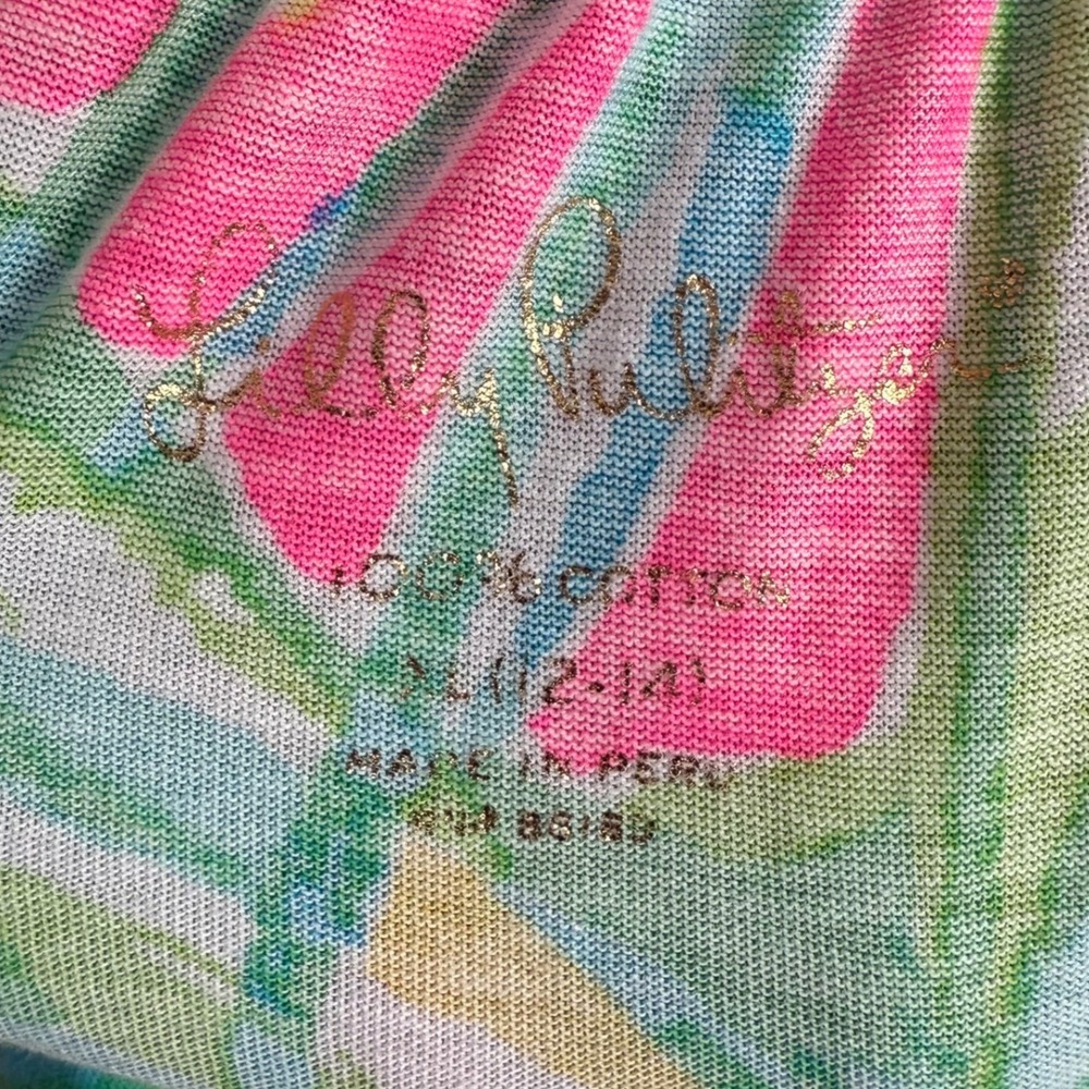 Girls Lilly Pulitzer Mini Enna Dress Tiki Pink Royal Lime‎ Green sz XL (12-14) - Picture 3 of 5